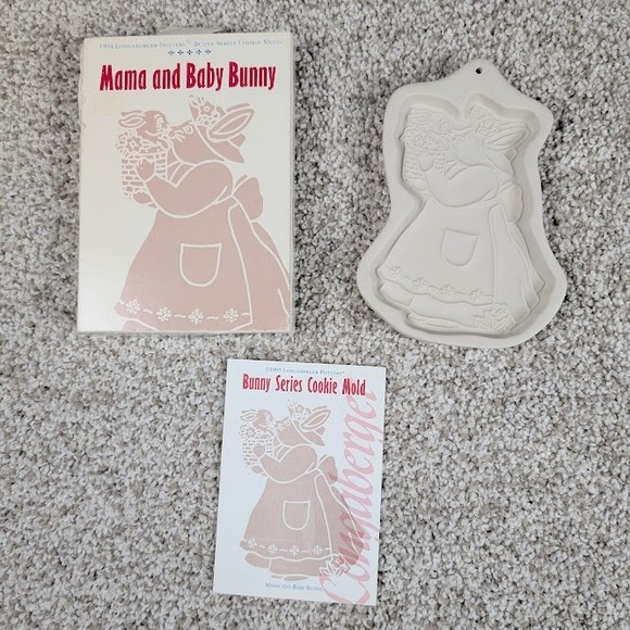 Longaberger Other - 1994 Longaberger Pottery Mama and Baby Bunny Cookie Mold 1994 Made in USA